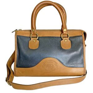 Vintage Marley Hodgson Ghurka No 16 The Keeper Navy Blue Tan Leather Satchel Bag